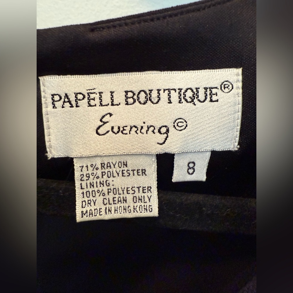 Papell Boutique Evening Dress‎ in Black and Silver Accent - Size 8 - Picture 8 of 8